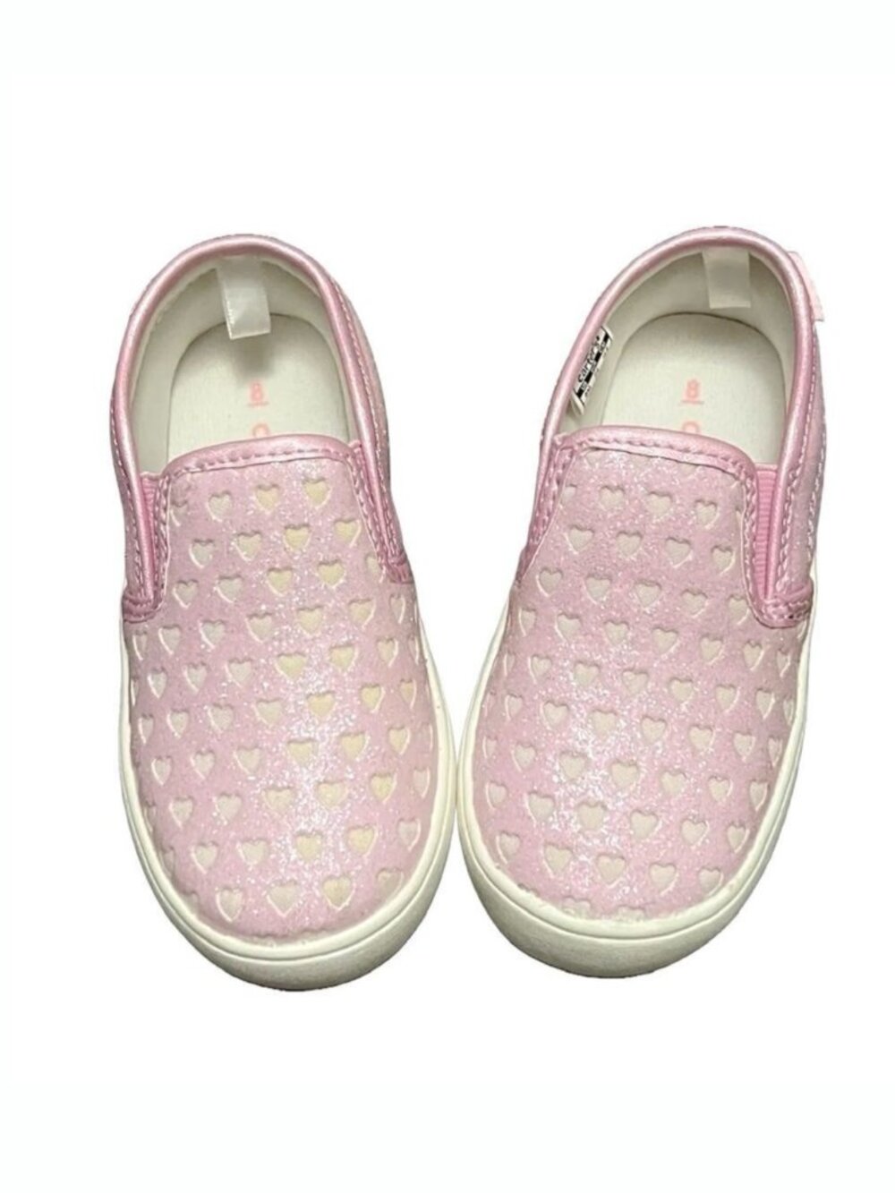 New Carters Tween 12 Glitter‎ Hearts Slip-On Shoes Toddler Sz 8 Pink Casual Cute